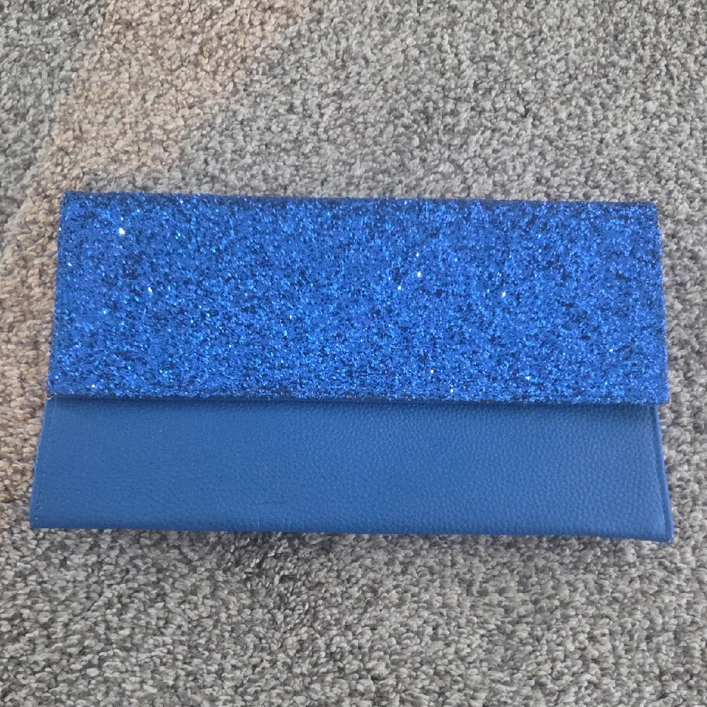 Blue Glitter Clutch Bag